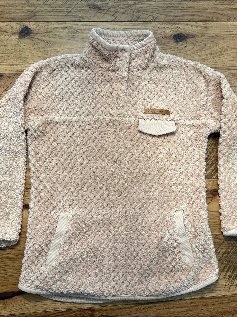 Simply Southern Cozy Quilted Sherpa Pullover - Light Blush
